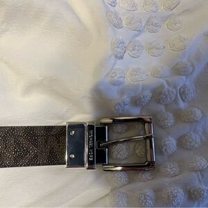 Women’s Reversible Black/Brown Leather Belt with Silver Buckle